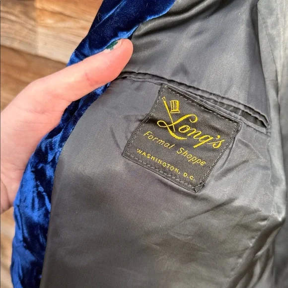 Men's Blue Velvet Jacket - Picture 3 of 9